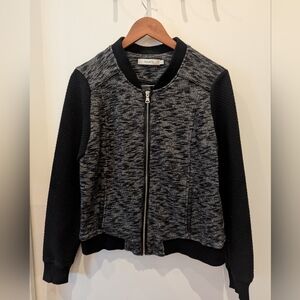 Quilted Sleeve Black & Grey Bomber Jacket